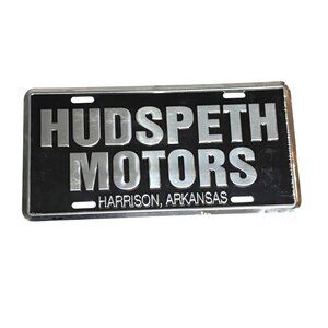 Hudspeth Motors Metal License Plate Sign Harrison Arkansas Man Cave Automotive